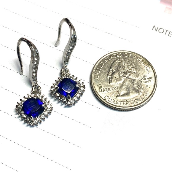 NEW Regency Style Blue Earrings Hollywood Regency Glam - Picture 3 of 3